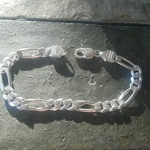 9 inch heavy sterling silver solid men's bracelet